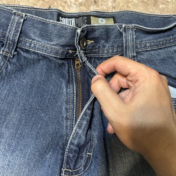 Vintage Southpole Jeans Mens 30x30 Blue Embroidered Denim Baggy Y2K Pinkman - Picture 5 of 13